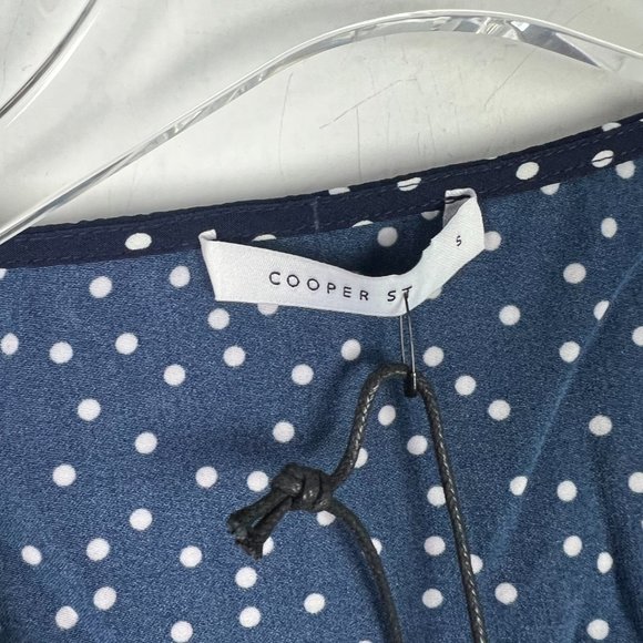 NWT Cooper St Printed Short Sleeve Wrap Mini Dress Navy Polka Dots Size Small S - Picture 7 of 13